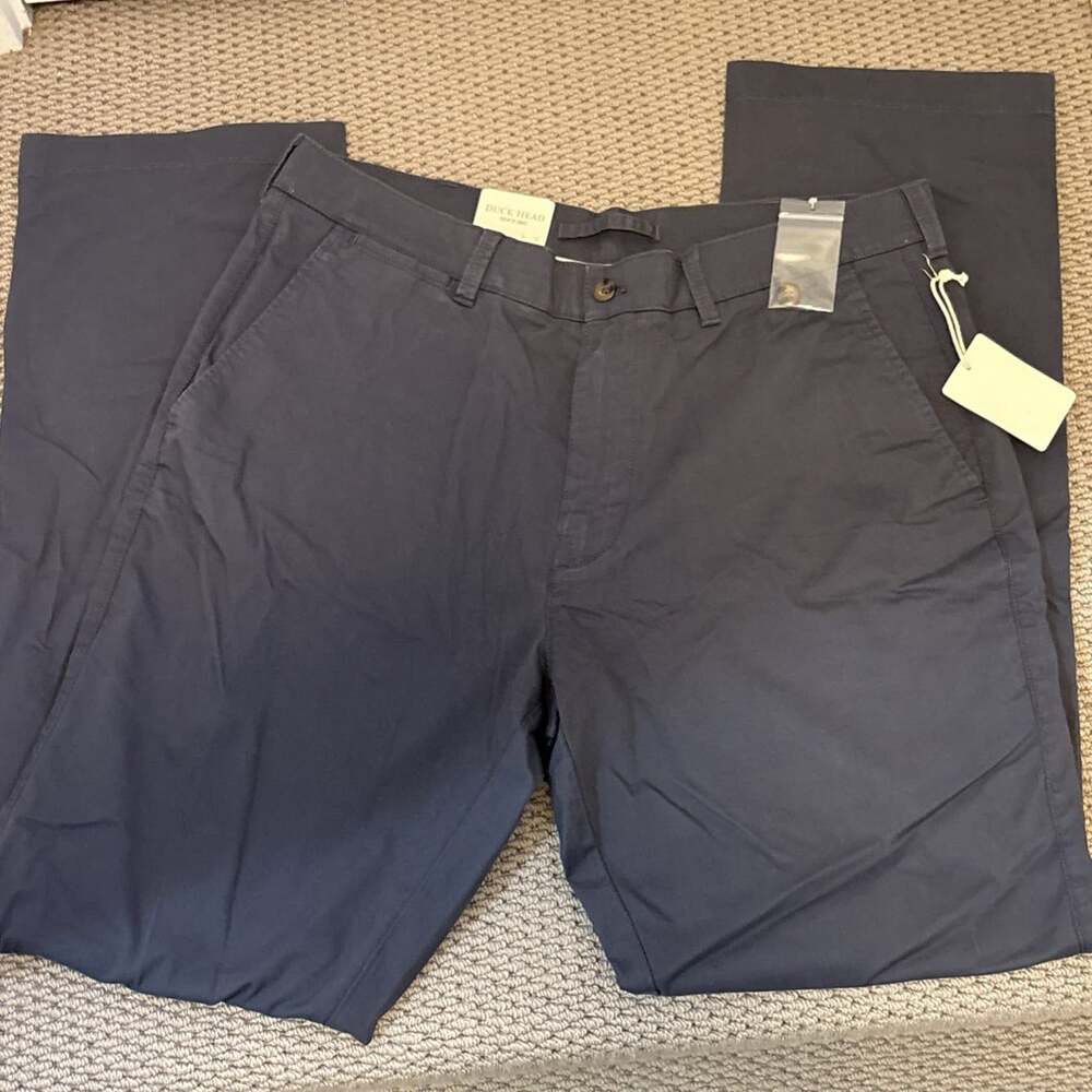 Duck Head Gold School Chino Washed Navy 34x32 Classic Fit NWT
